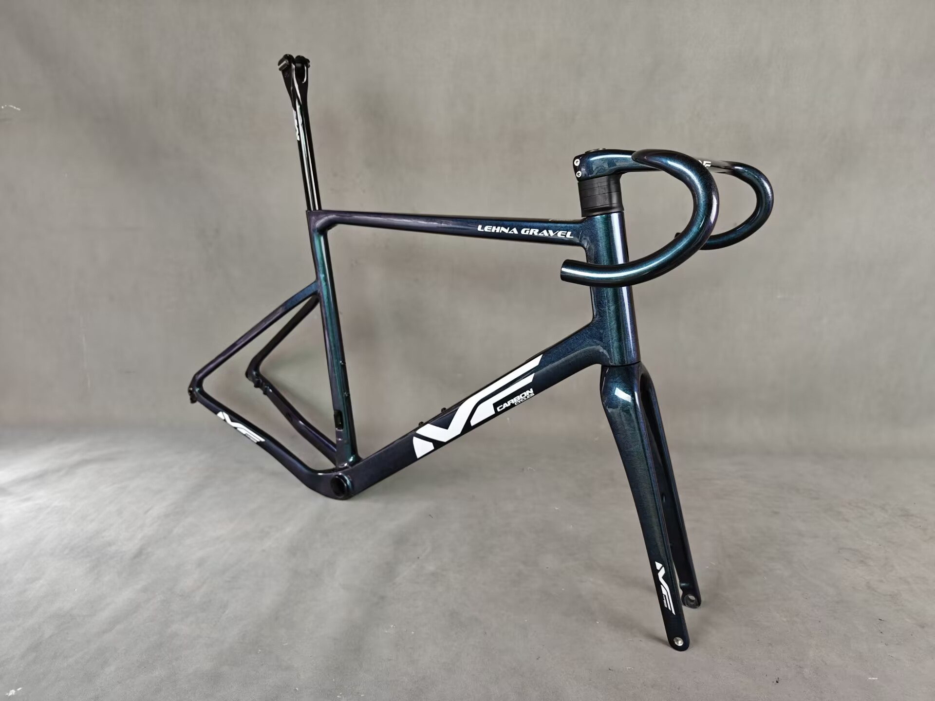 Kit Cadre LEHNA GRAVEL 2 – Occasion (Taille 58)  Coloris Caméléon Ice Crack • Très bon état • Cadre + Fourche + Tige de selle + Cintre - 3
