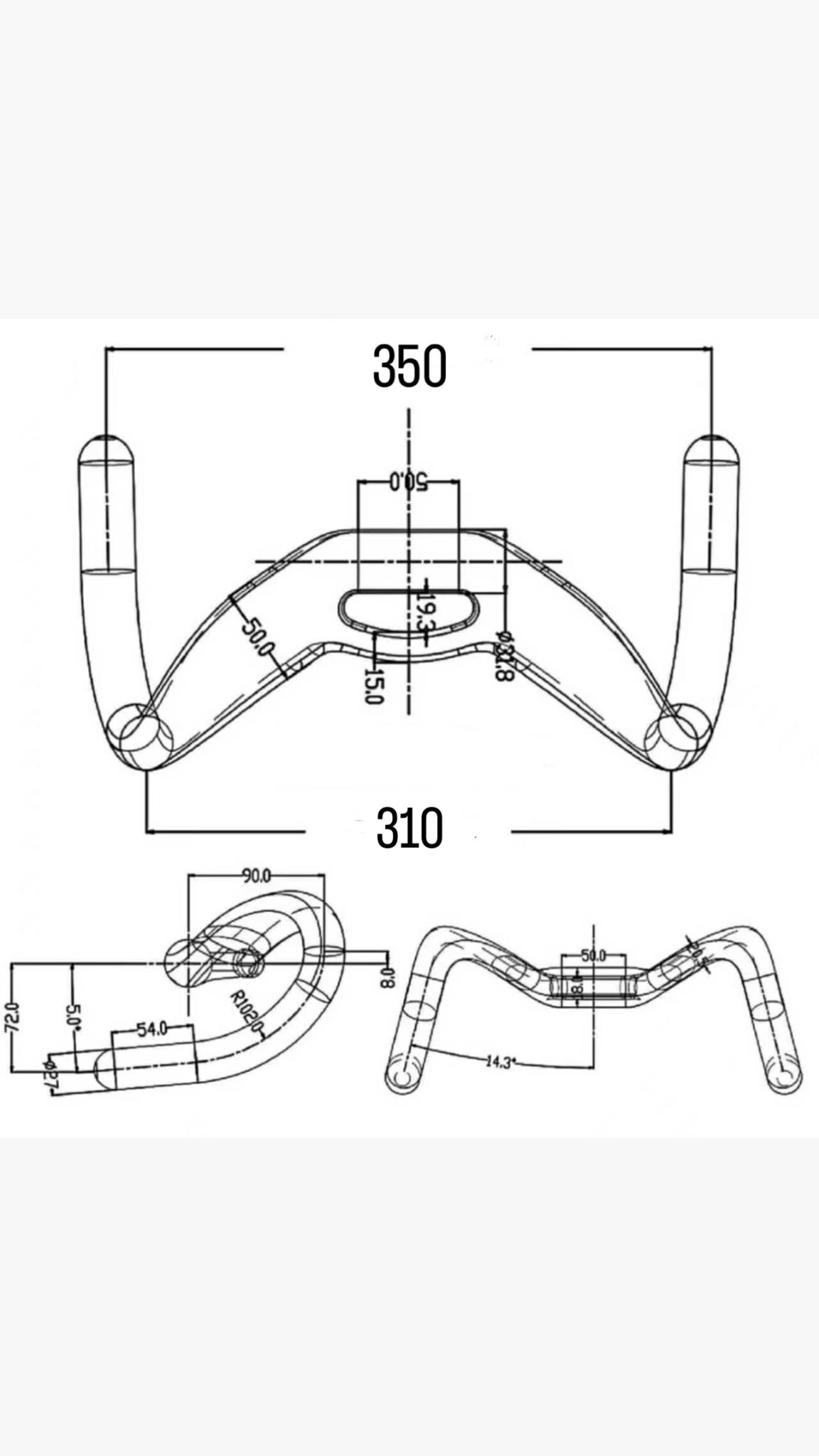Cintre KRONOS / MF CARBON CYCLES - AERO SPRINT – (325 mm / ~350 mm – Conforme UCI) - 3